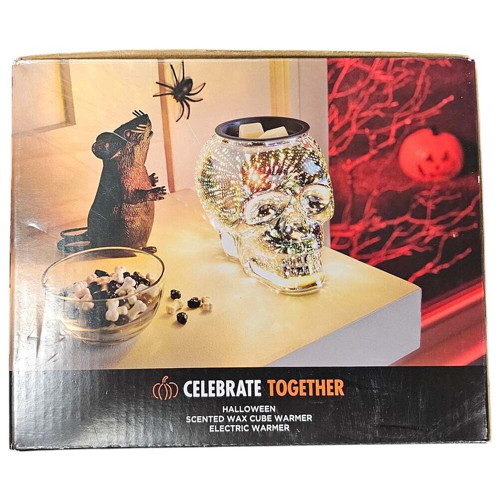 New Celebrate Together Halloween Skull Scented Wax Cube Melt Warmer Electric